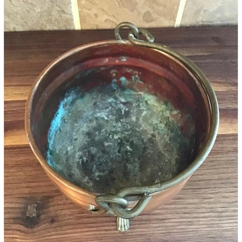 Vintage Holland Copper Brass Miniature Cauldron Pot Set 4.5